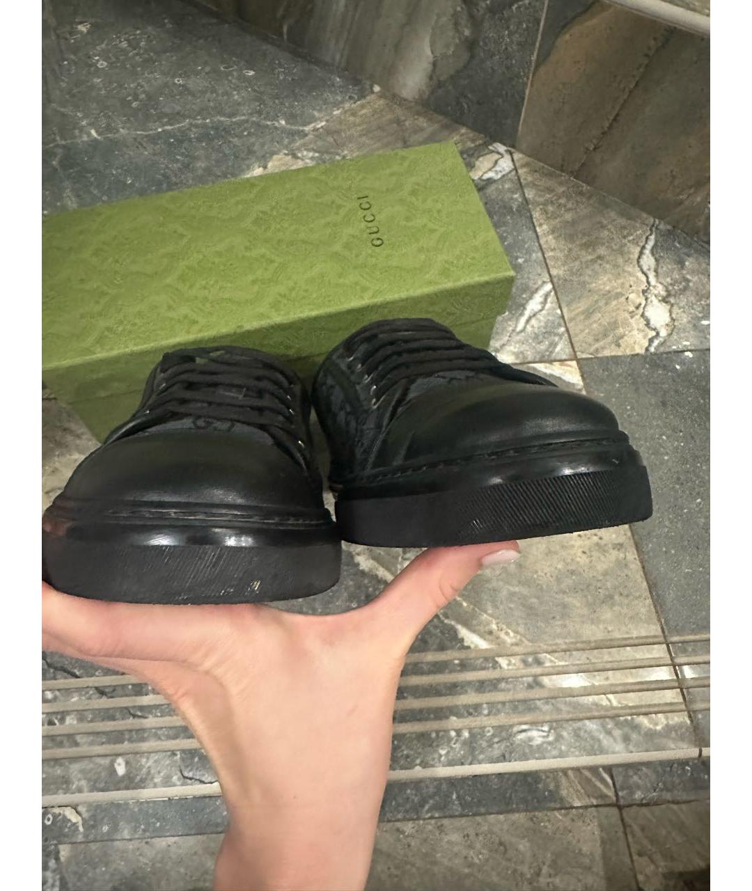 GUCCI Серые текстильные низкие кроссовки / кеды, фото 6