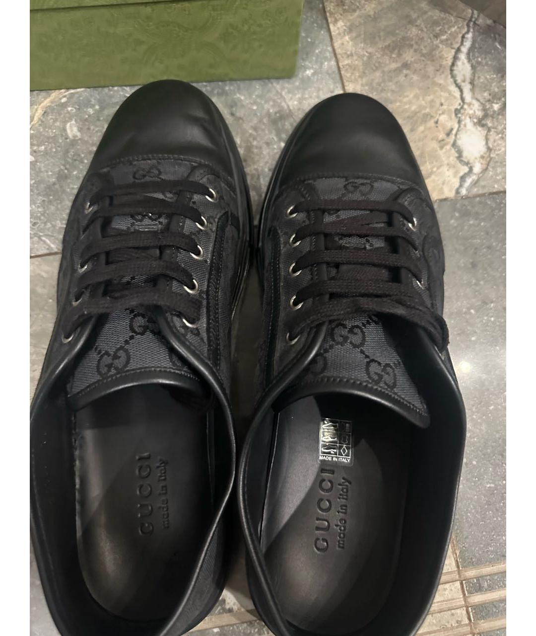 GUCCI Серые текстильные низкие кроссовки / кеды, фото 4