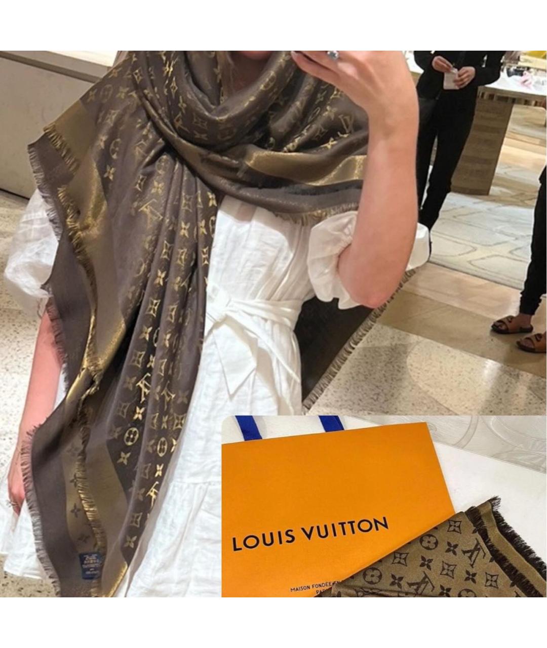 LOUIS VUITTON PRE-OWNED Золотой шелковый шарф, фото 4
