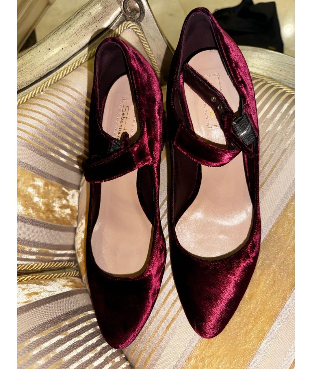 SEBASTIAN Бордовые бархатные туфли, фото 3