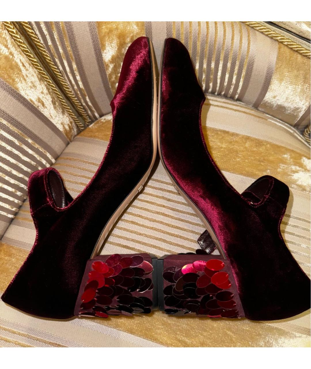 SEBASTIAN Бордовые бархатные туфли, фото 2