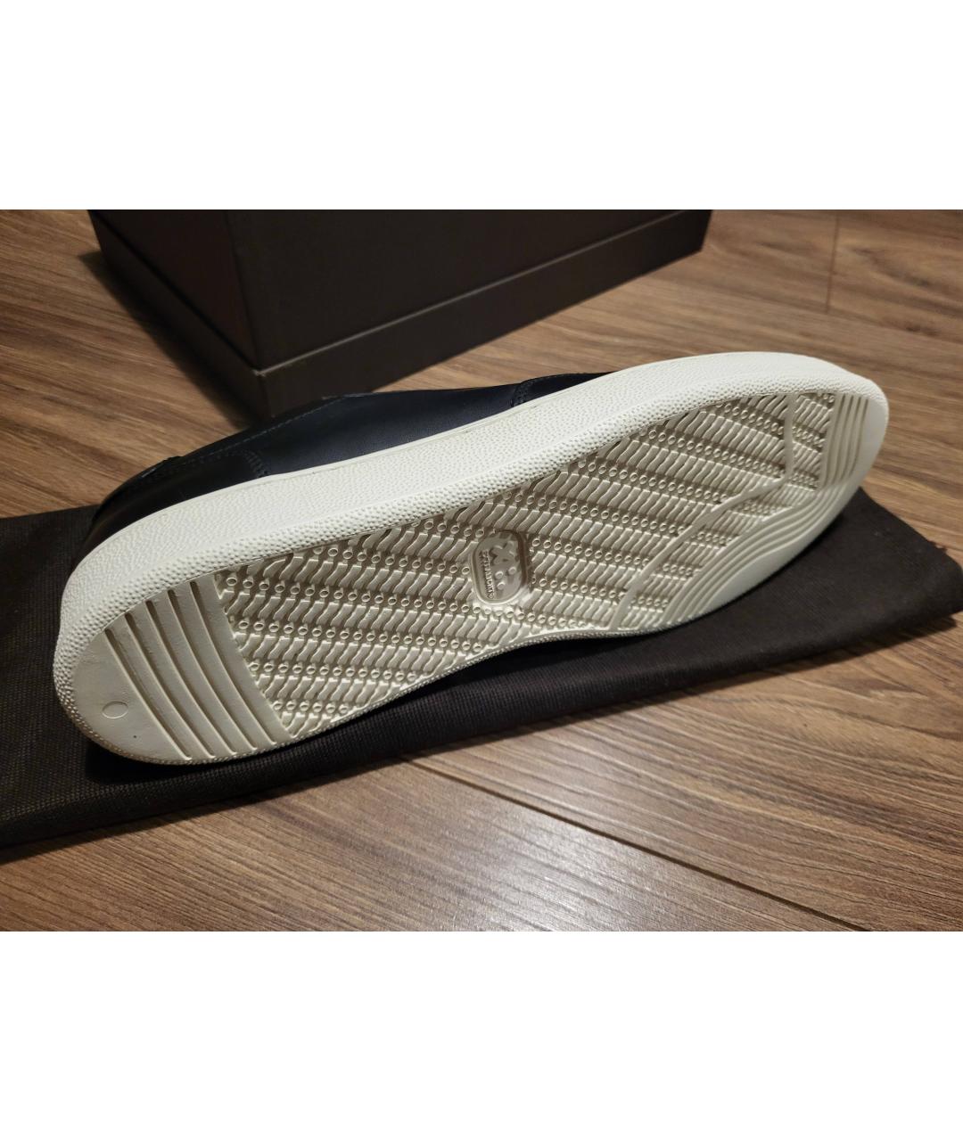 TESTONI Черные кожаные низкие кроссовки / кеды, фото 5