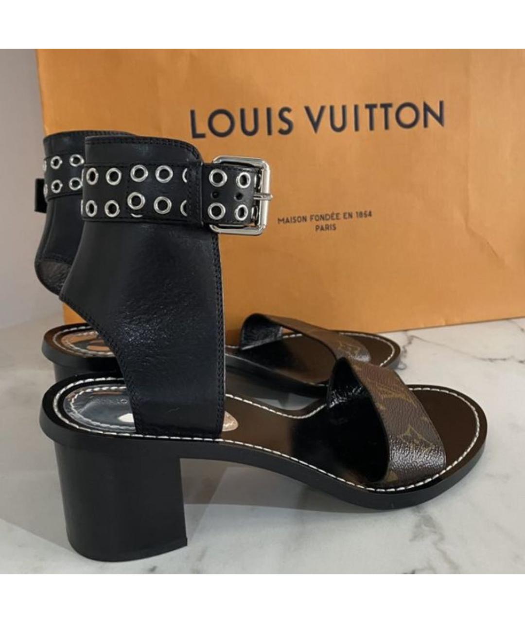 LOUIS VUITTON PRE-OWNED Коричневые кожаные сандалии, фото 6