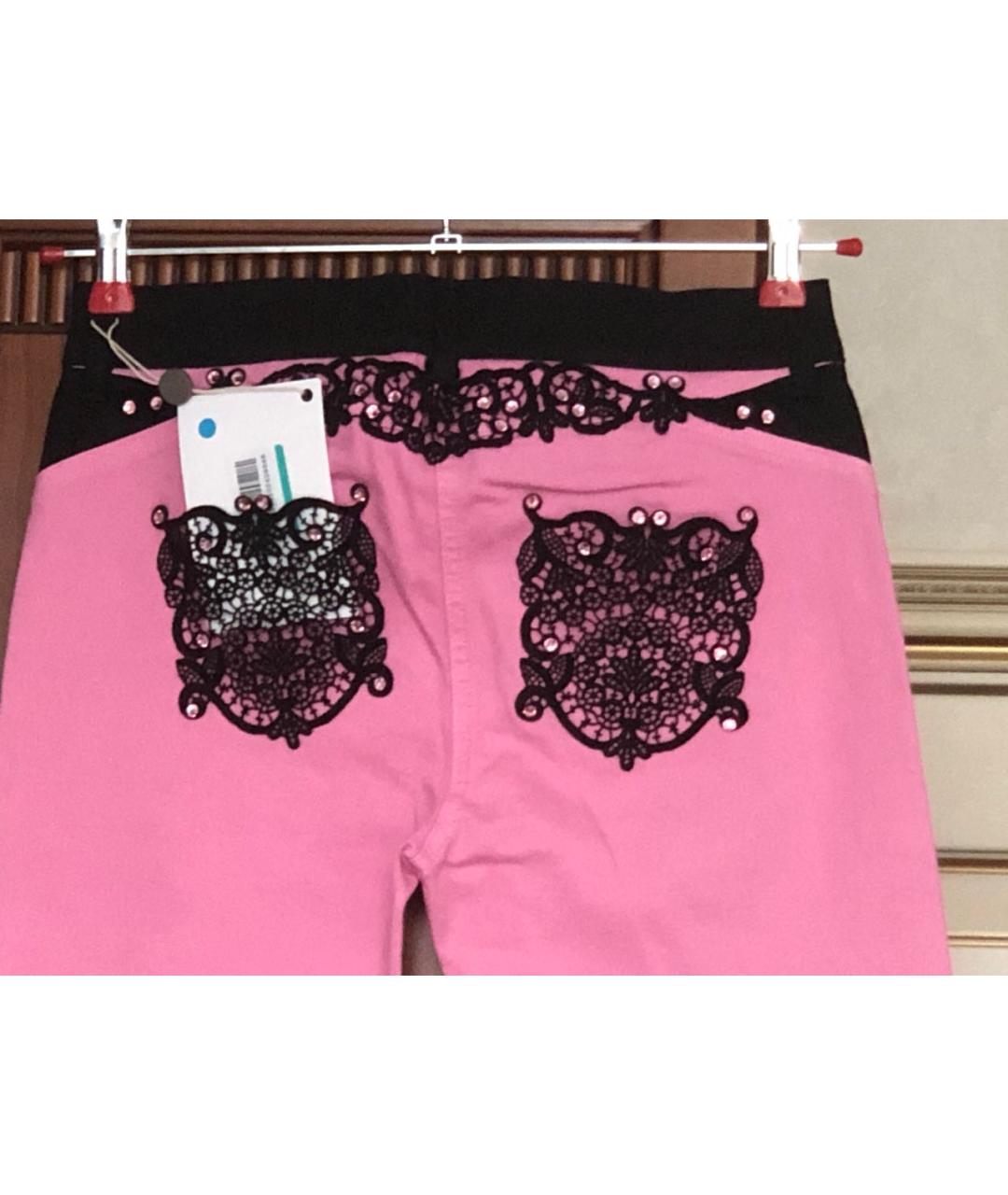 VDP Розовые хлопко-эластановые джинсы слим, фото 4