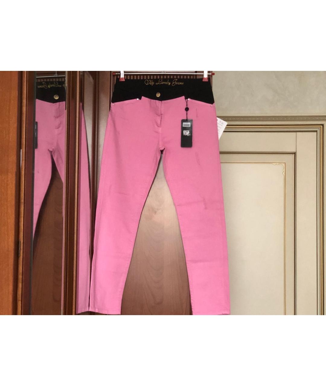 VDP Розовые хлопко-эластановые джинсы слим, фото 10