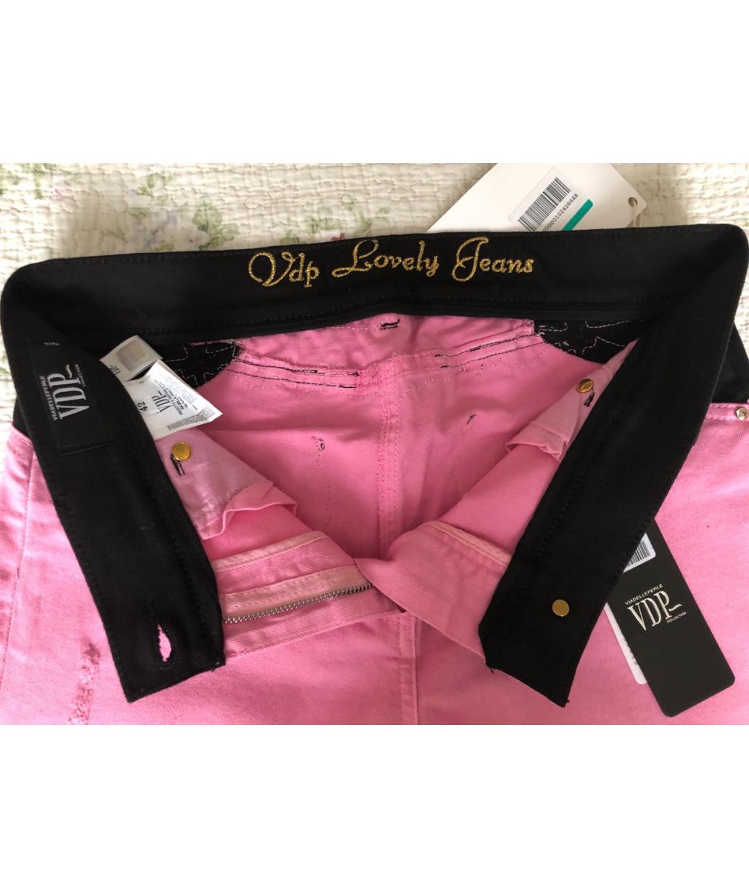 VDP Розовые хлопко-эластановые джинсы слим, фото 5