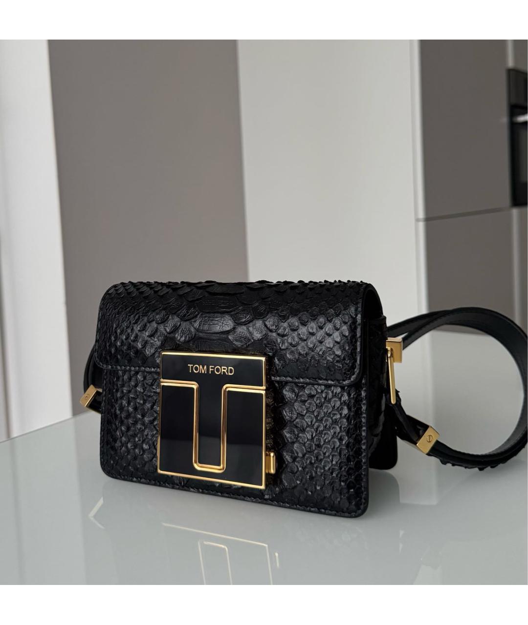TOM FORD Черная сумка через плечо из экзотической кожи, фото 8