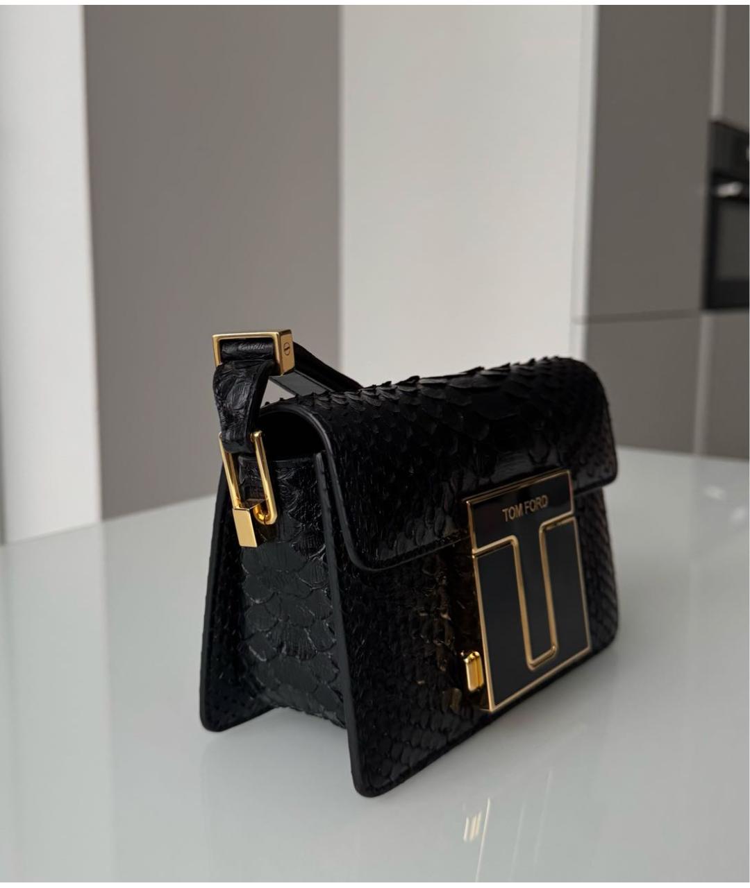 TOM FORD Черная сумка через плечо из экзотической кожи, фото 3
