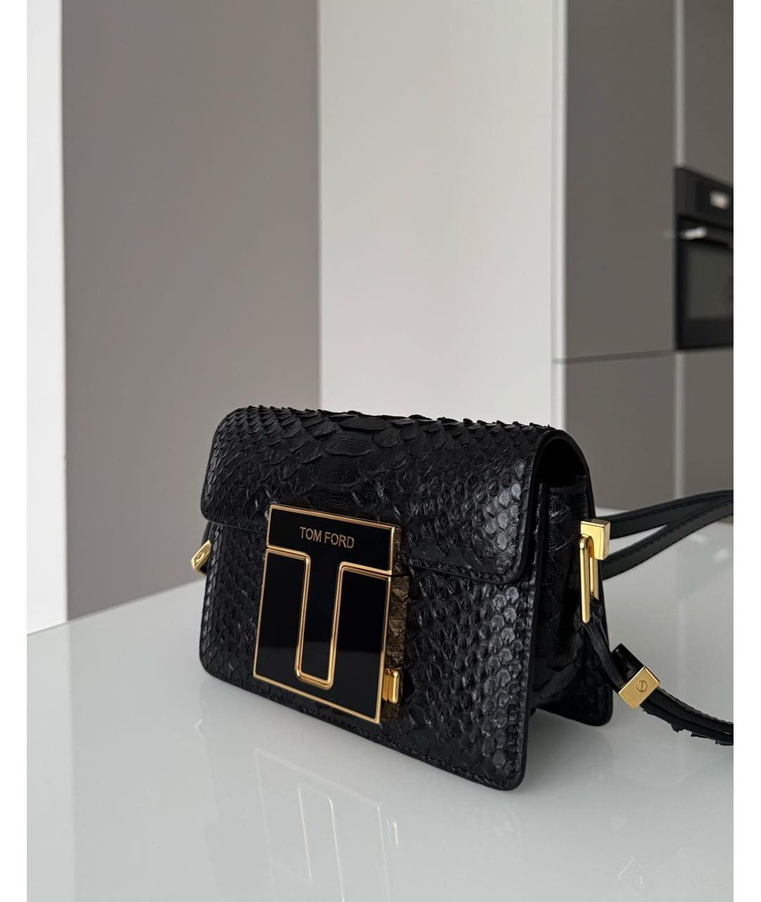 TOM FORD Черная сумка через плечо из экзотической кожи, фото 2