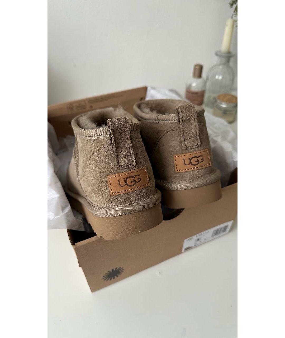 UGG AUSTRALIA Бежевые замшевые ботинки, фото 6