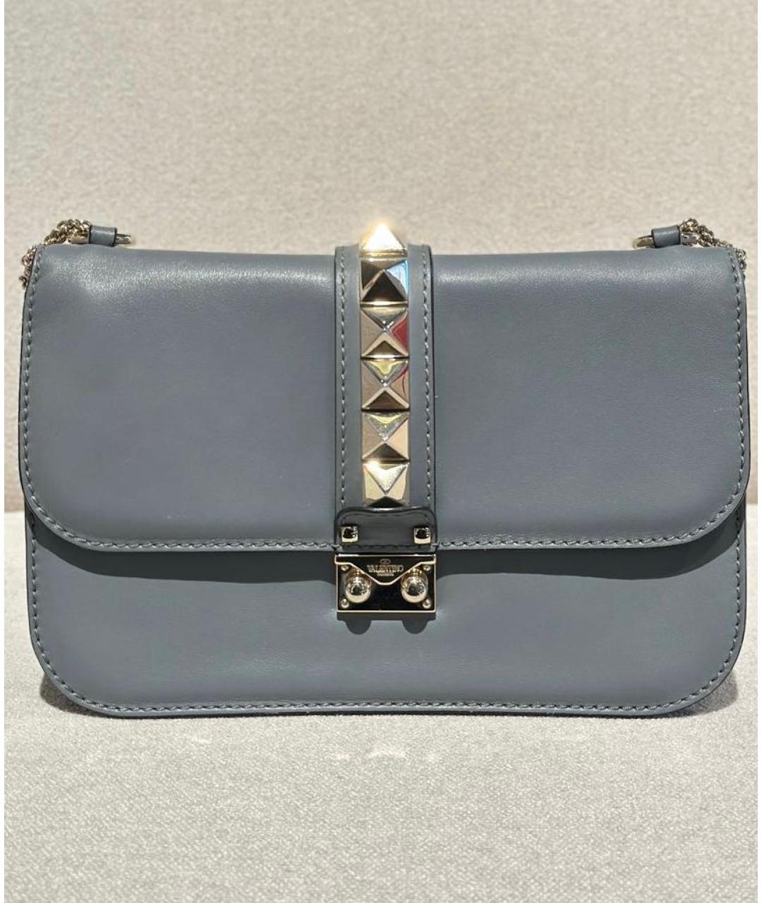VALENTINO Голубая кожаная сумка через плечо, фото 4
