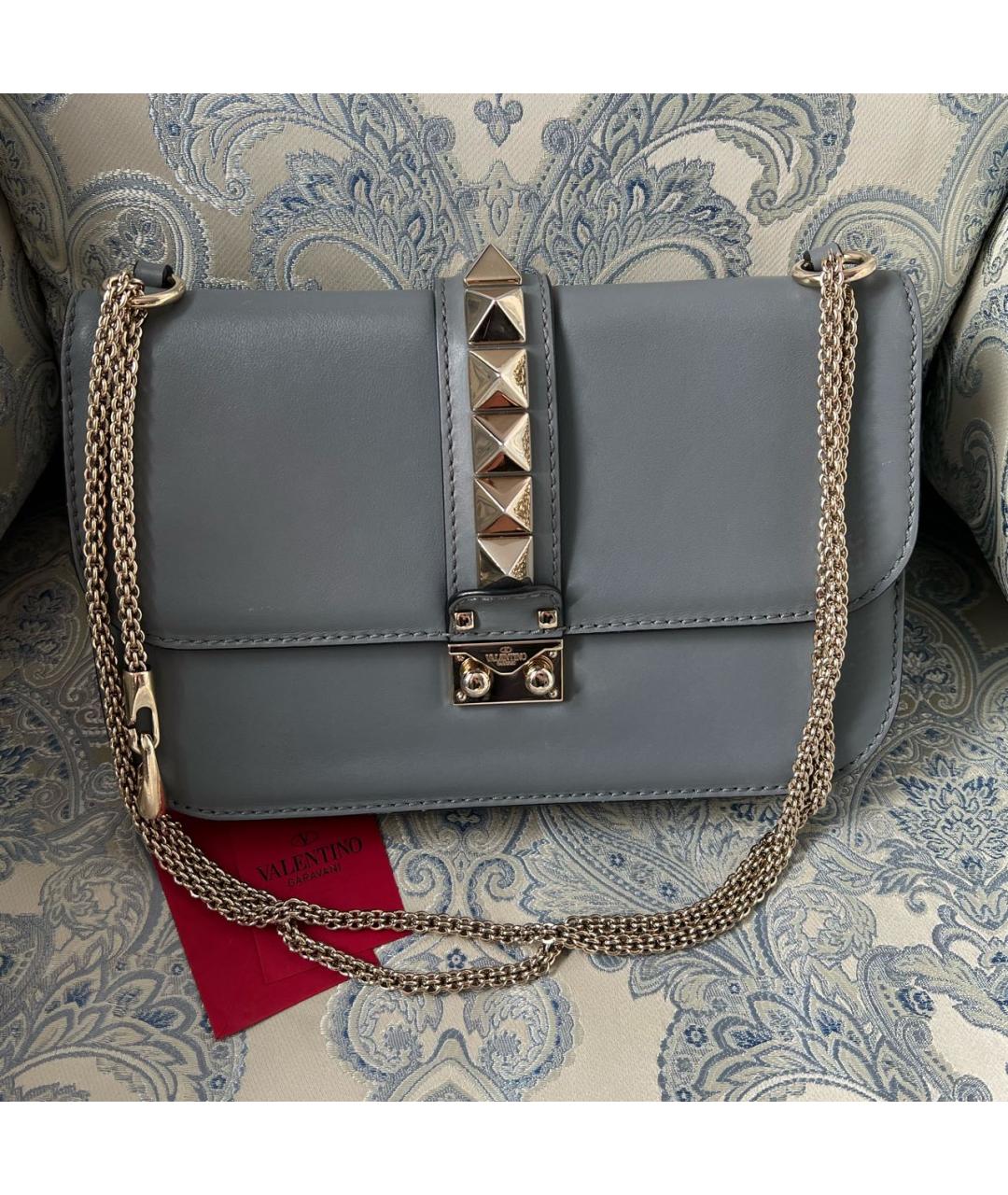 VALENTINO Голубая кожаная сумка через плечо, фото 7