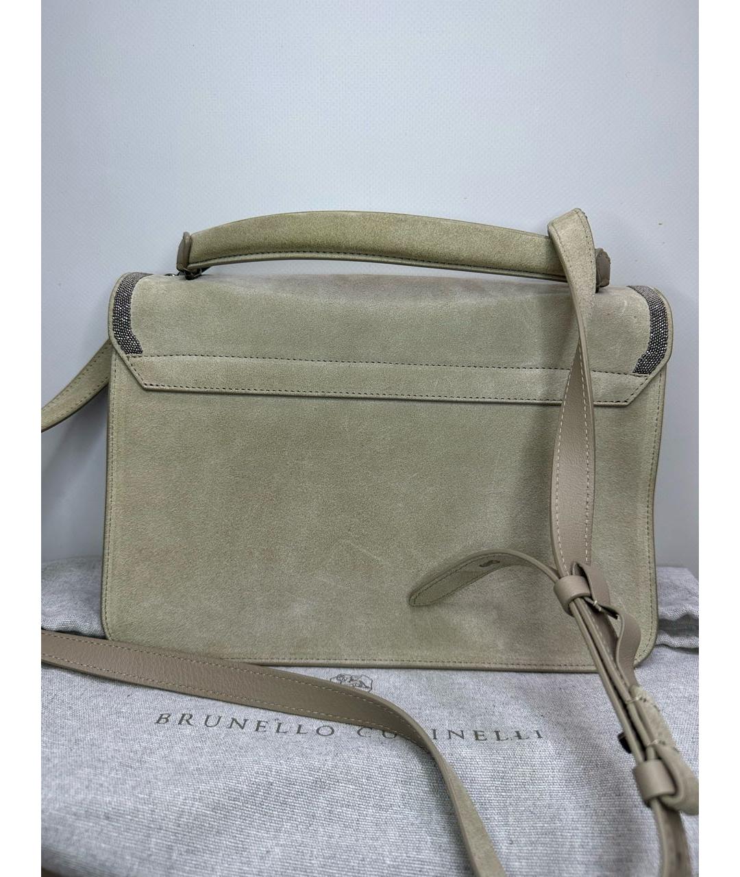 BRUNELLO CUCINELLI Бежевая замшевая сумка через плечо, фото 7