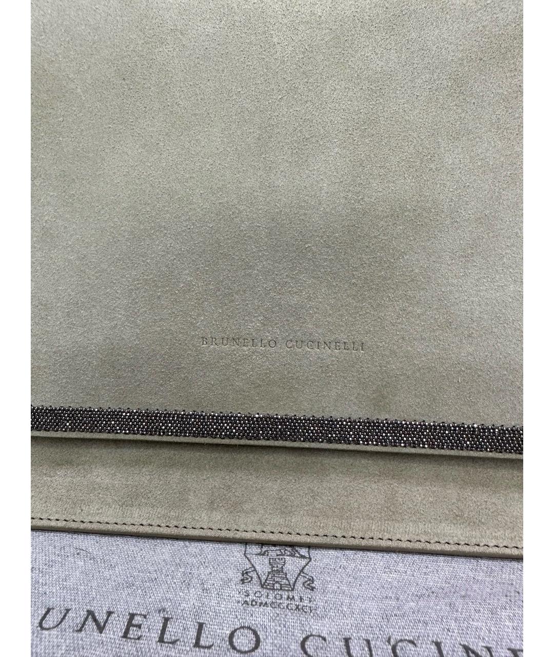 BRUNELLO CUCINELLI Бежевая замшевая сумка через плечо, фото 3