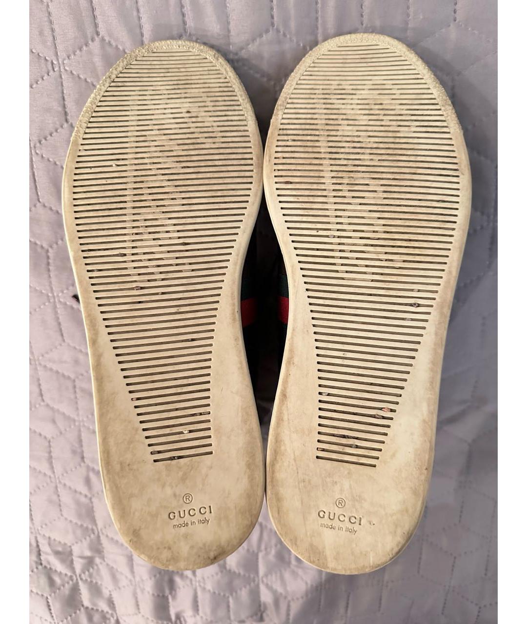 GUCCI Коричневые кожаные высокие кроссовки / кеды, фото 7