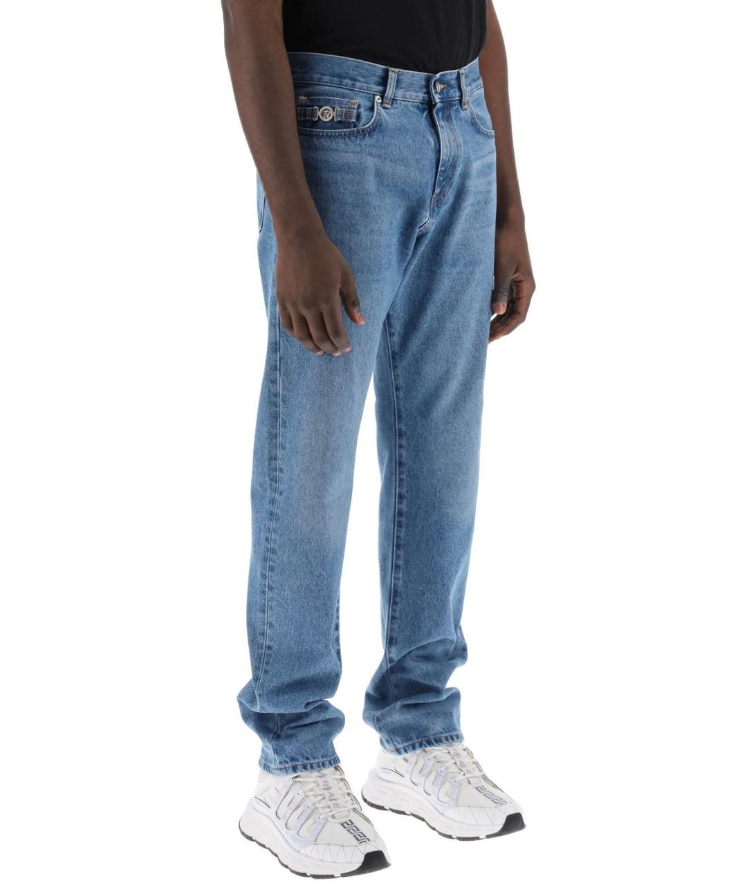VERSACE Голубые прямые джинсы, фото 4