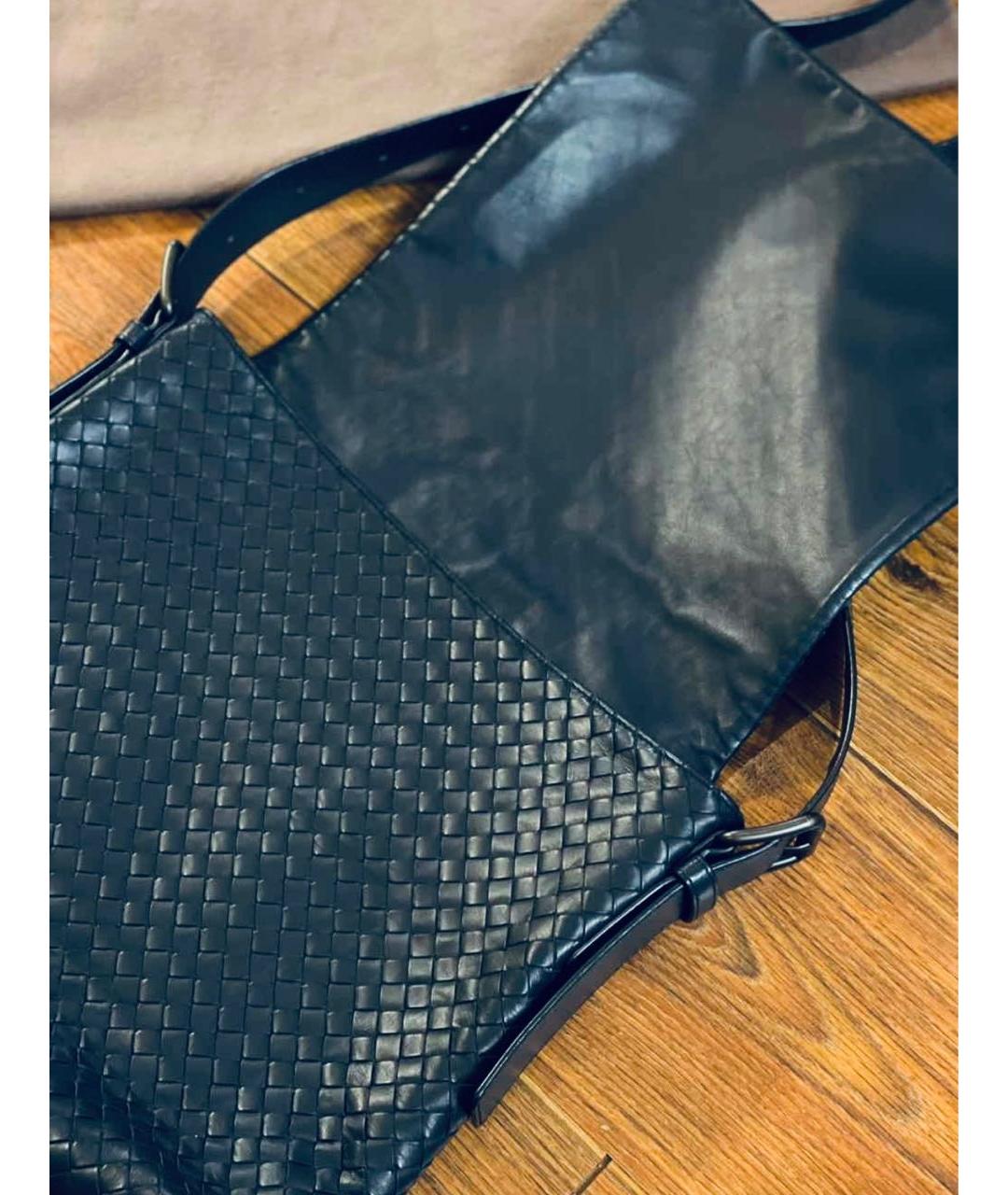 BOTTEGA VENETA Темно-синяя кожаная сумка на плечо, фото 5