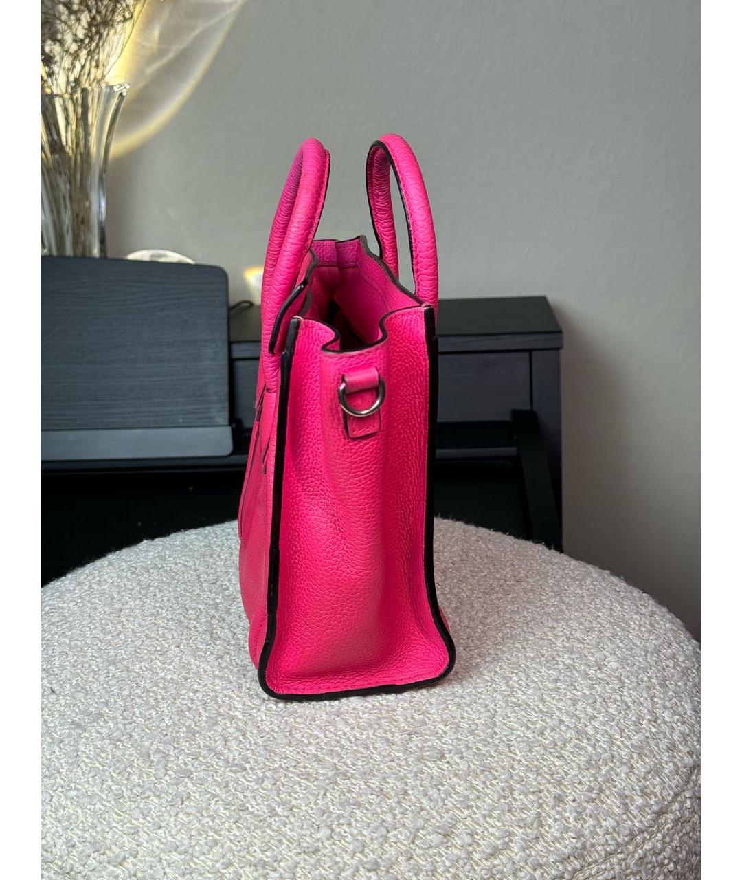 CELINE Розовая кожаная сумка через плечо, фото 6