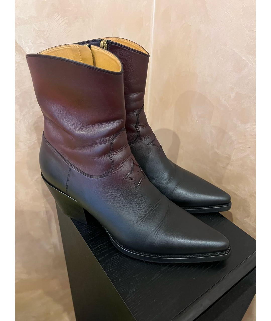 CHRISTIAN DIOR Бордовые кожаные полусапоги, фото 7