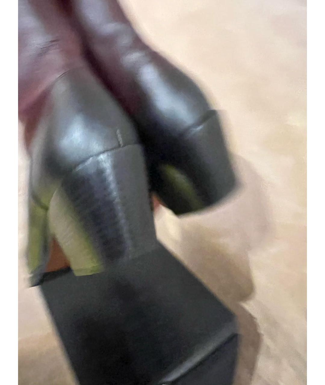 CHRISTIAN DIOR Бордовые кожаные полусапоги, фото 4