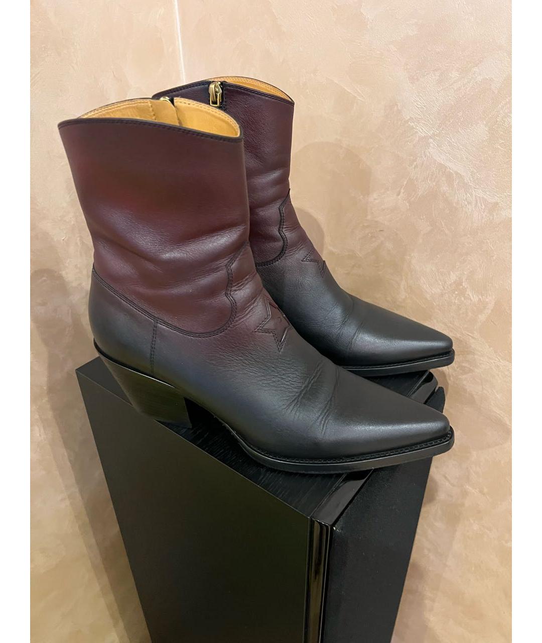 CHRISTIAN DIOR Бордовые кожаные полусапоги, фото 2