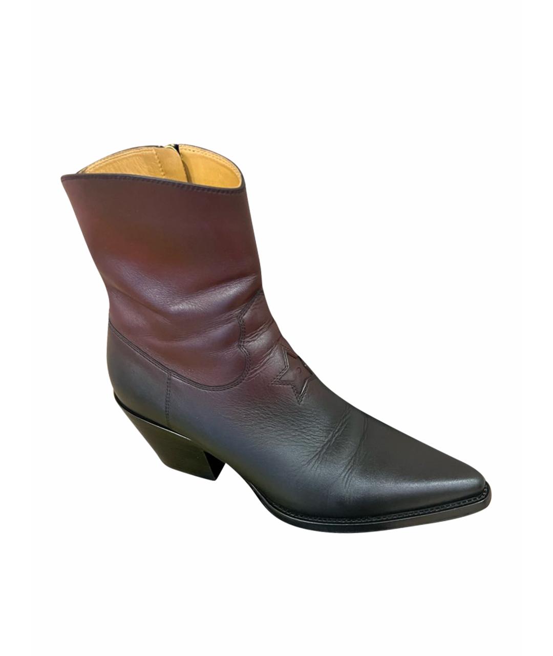 CHRISTIAN DIOR Бордовые кожаные полусапоги, фото 9