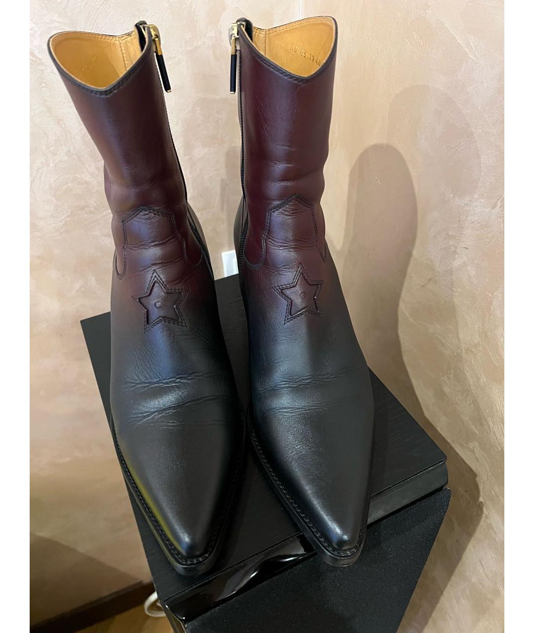 CHRISTIAN DIOR Бордовые кожаные полусапоги, фото 3