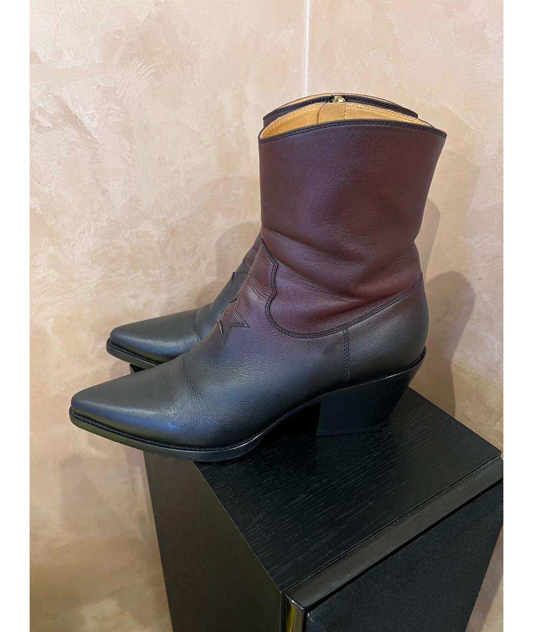 CHRISTIAN DIOR Бордовые кожаные полусапоги, фото 5