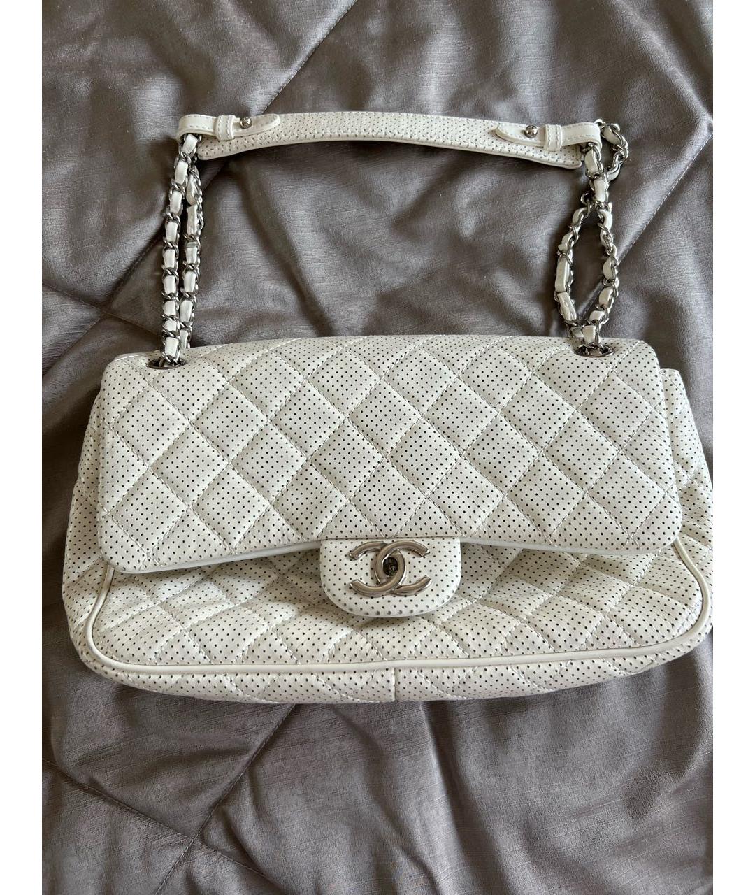CHANEL Белая кожаная сумка через плечо, фото 4