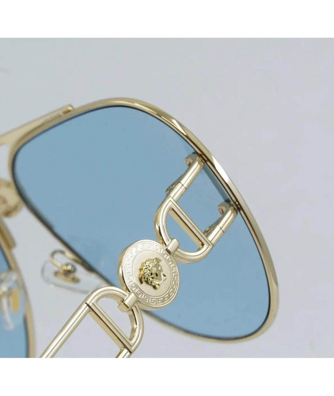 VERSACE Голубые металлические солнцезащитные очки, фото 3