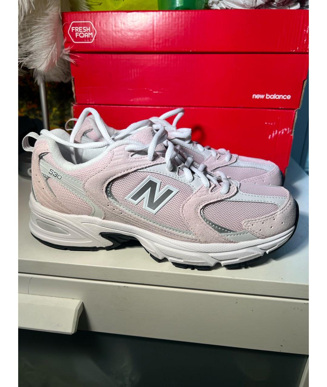 NEW BALANCE Розовые замшевые кроссовки, фото 8