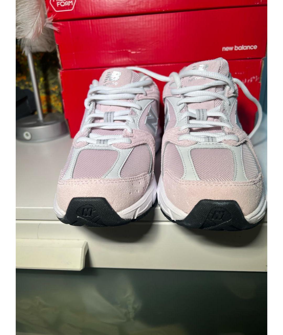 NEW BALANCE Розовые замшевые кроссовки, фото 2