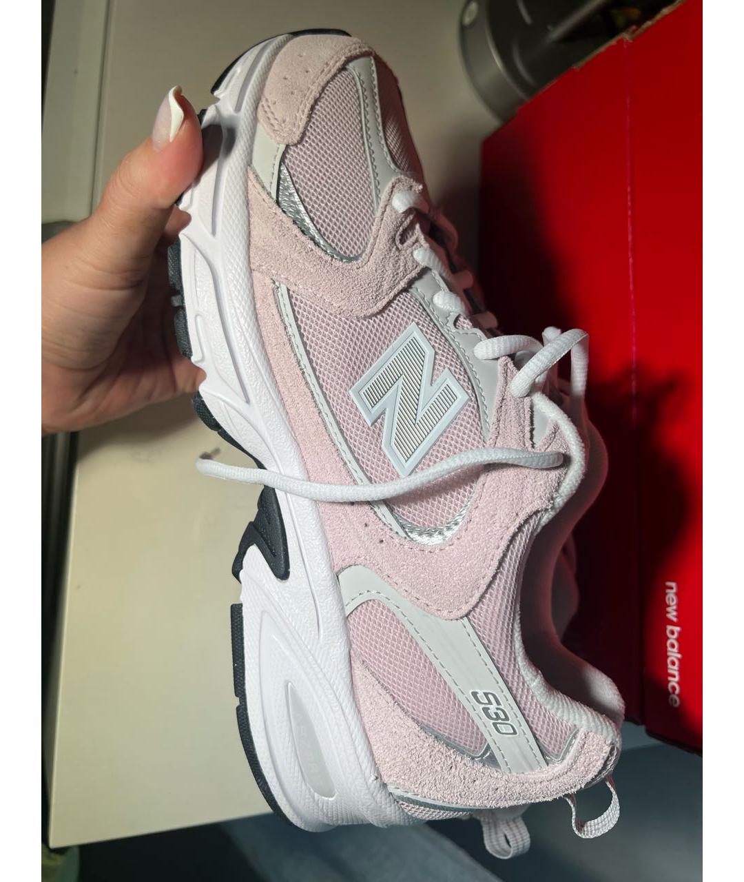 NEW BALANCE Розовые замшевые кроссовки, фото 5