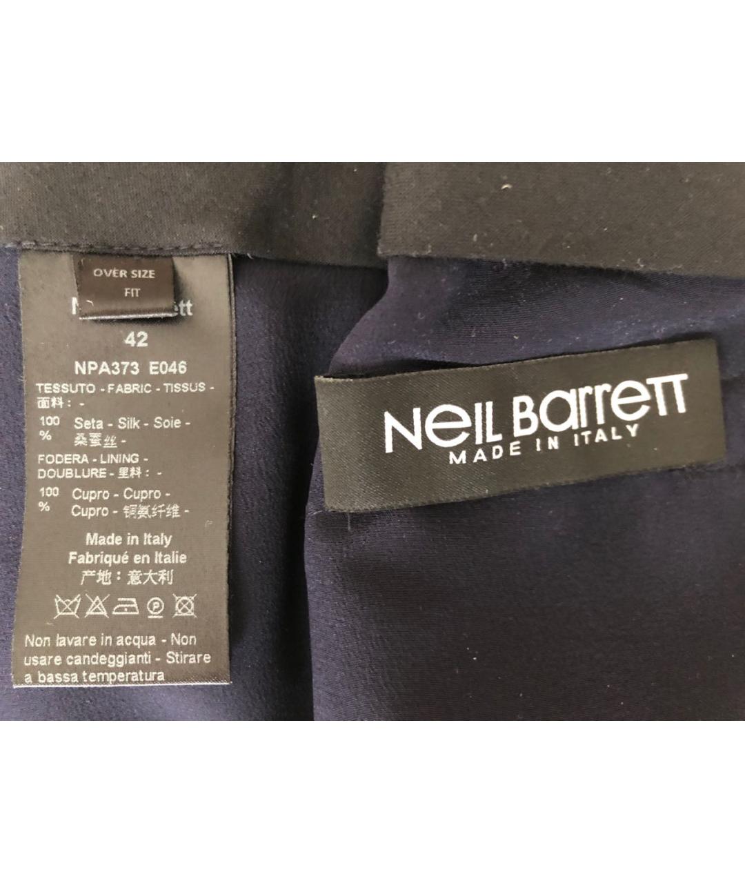 NEIL BARRETT Темно-синие шелковые брюки широкие, фото 5