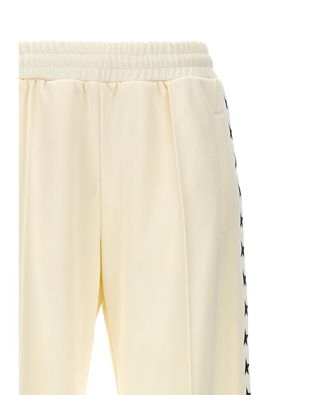 GOLDEN GOOSE DELUXE BRAND Белые полиэстеровые прямые брюки, фото 4