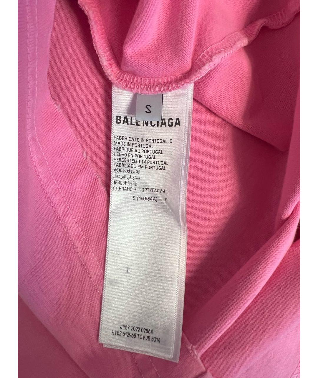 BALENCIAGA Розовая хлопковая футболка, фото 4