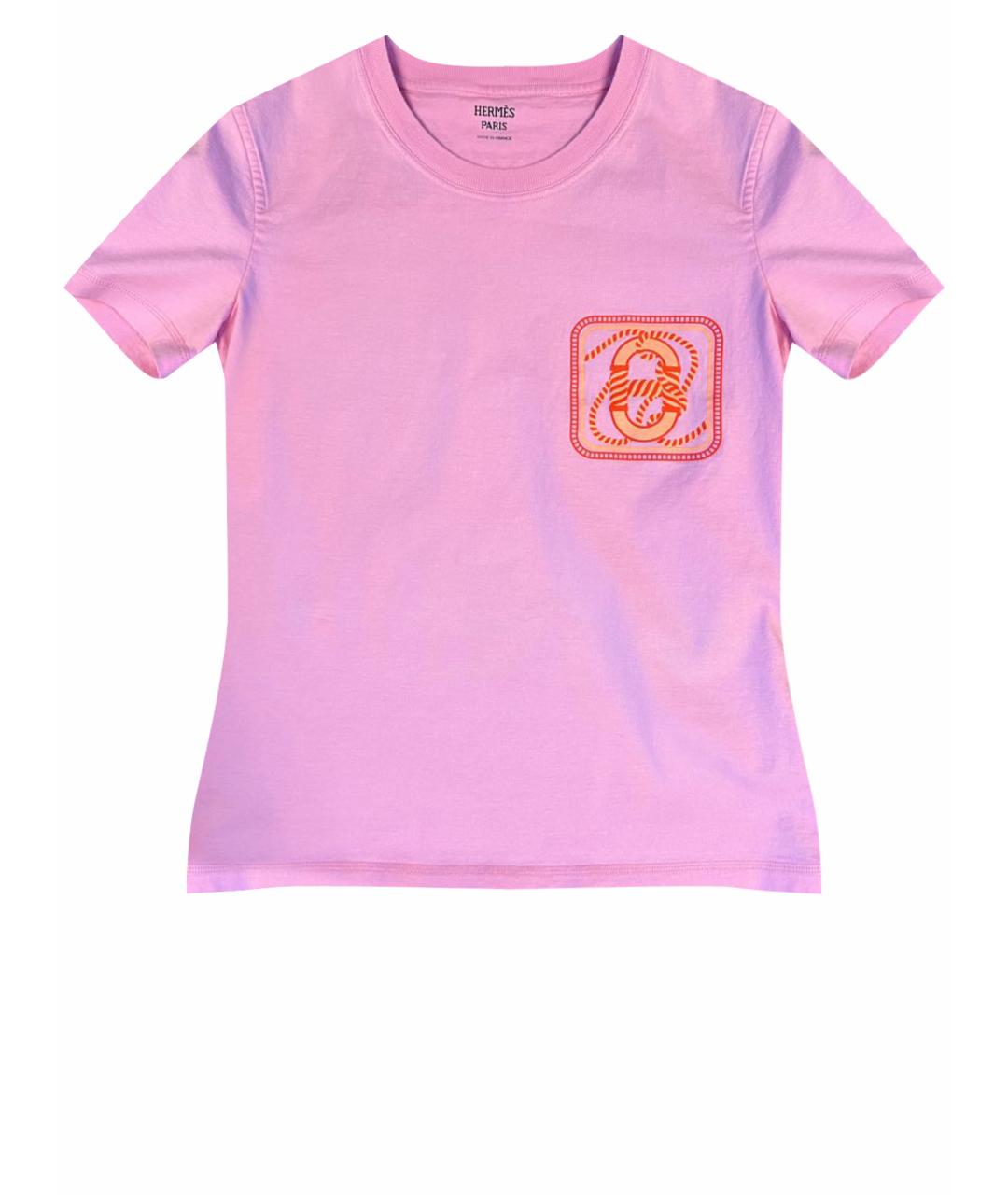 HERMES Розовая хлопковая футболка, фото 1