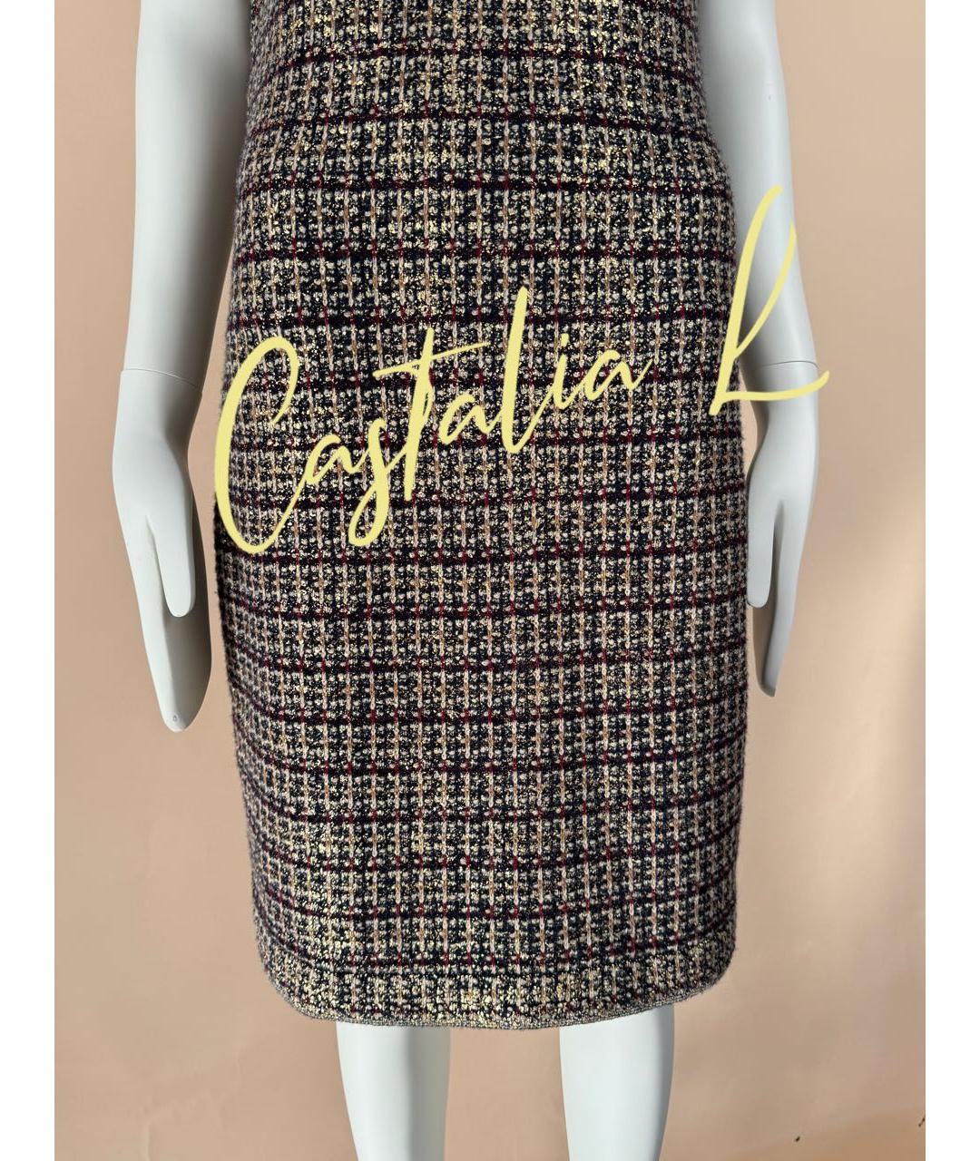 CHANEL Золотое кашемировое коктейльное платье, фото 8