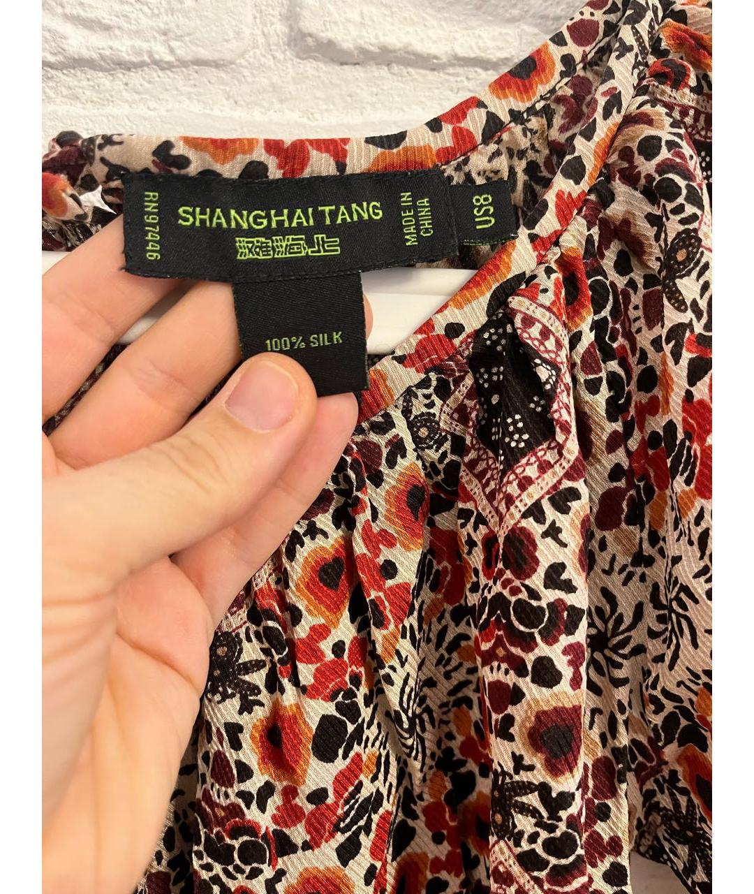 Shanghai Tang Бордовая шелковая блузы, фото 4