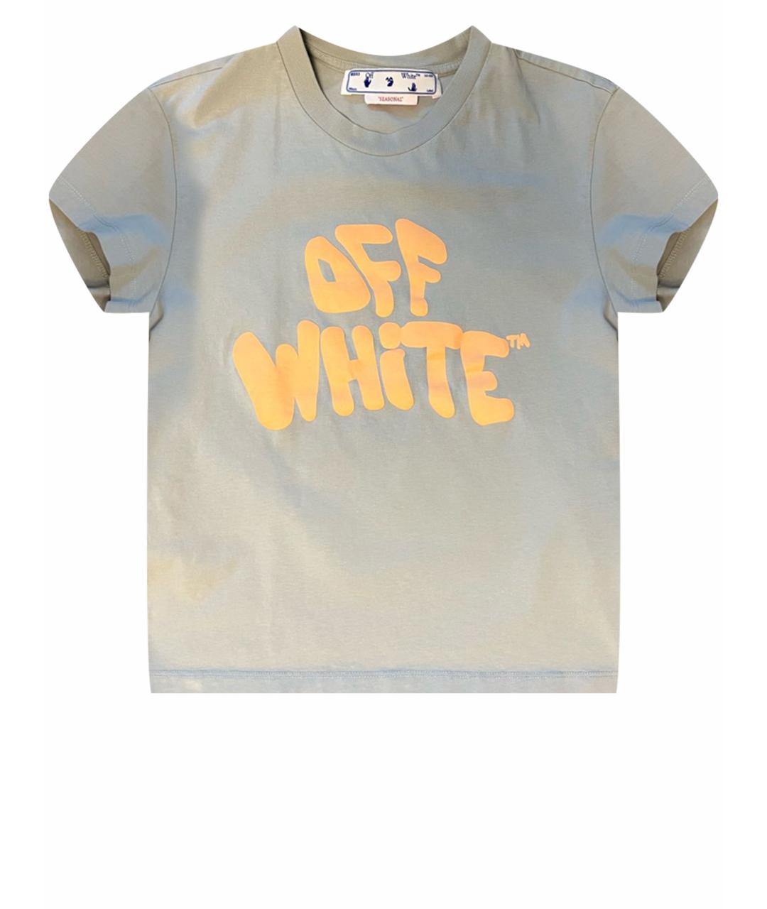 OFF-WHITE Голубая хлопковая футболка, фото 1