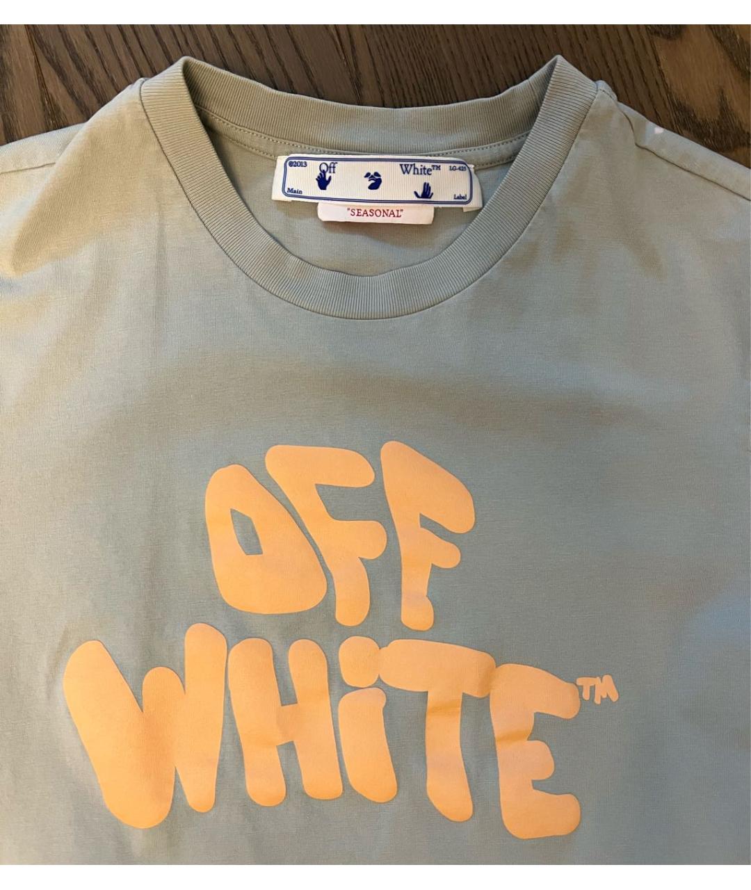 OFF-WHITE Голубая хлопковая футболка, фото 3
