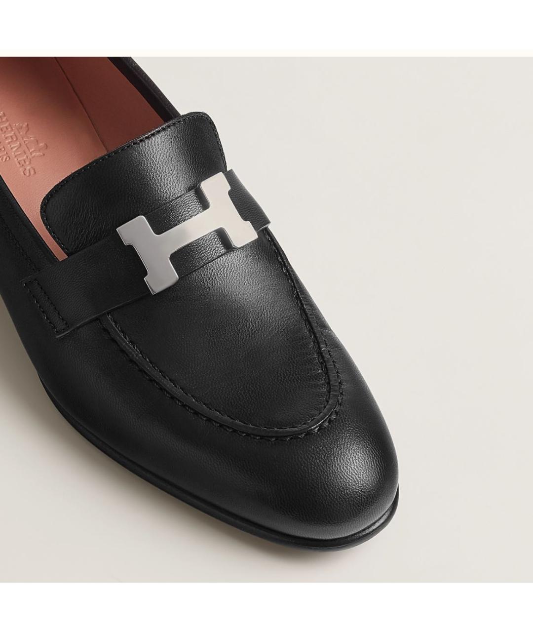HERMES Черные кожаные лоферы, фото 5