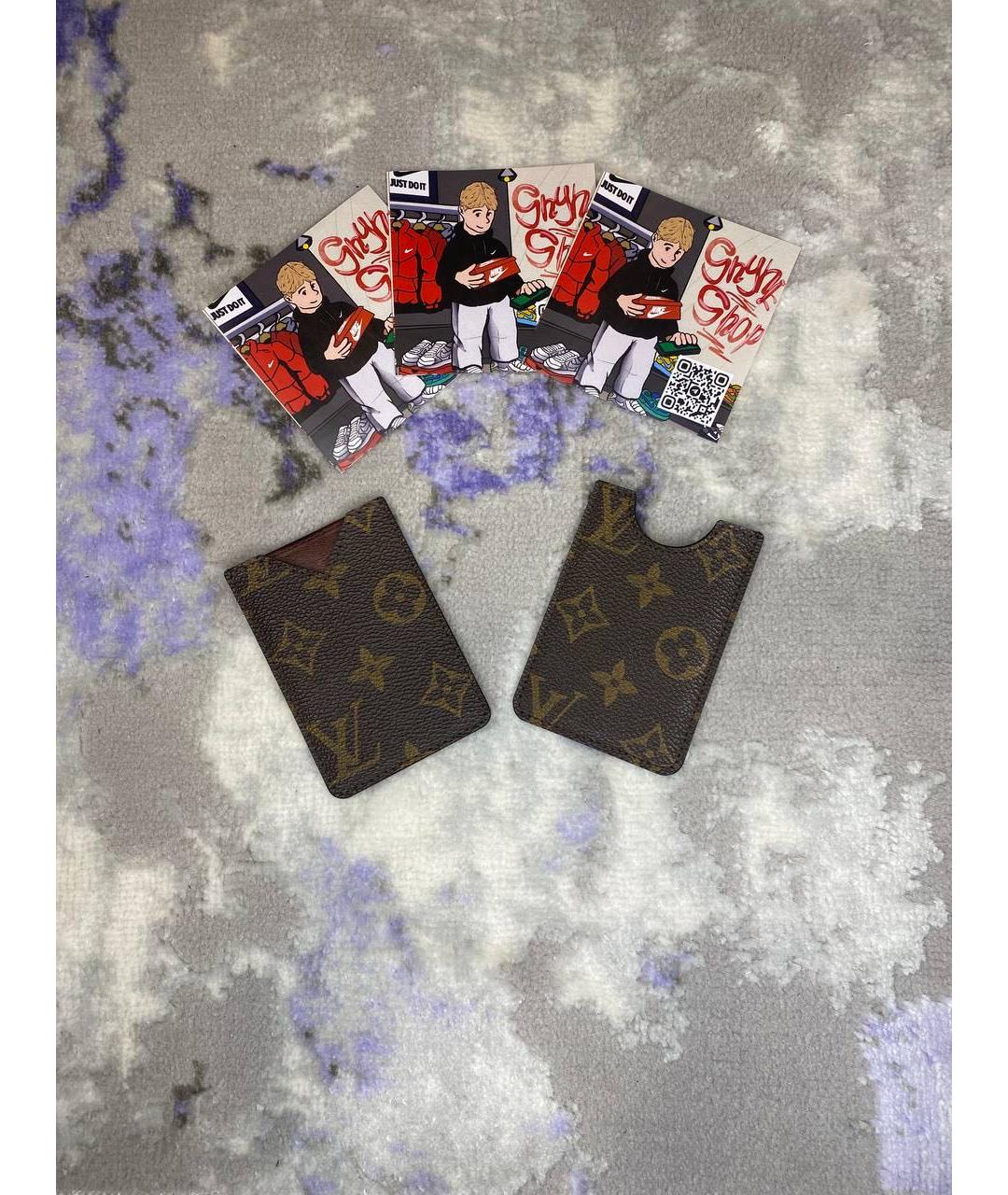 LOUIS VUITTON Коричневая кожаная визитница, фото 2