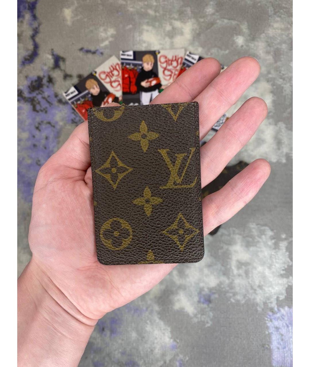 LOUIS VUITTON Коричневая кожаная визитница, фото 5