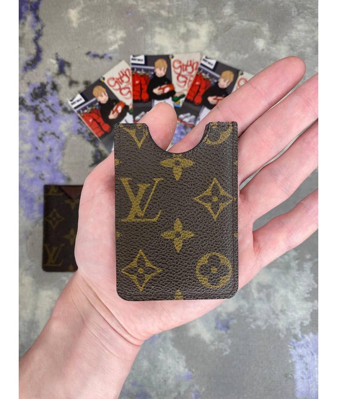 LOUIS VUITTON Коричневая кожаная визитница, фото 3