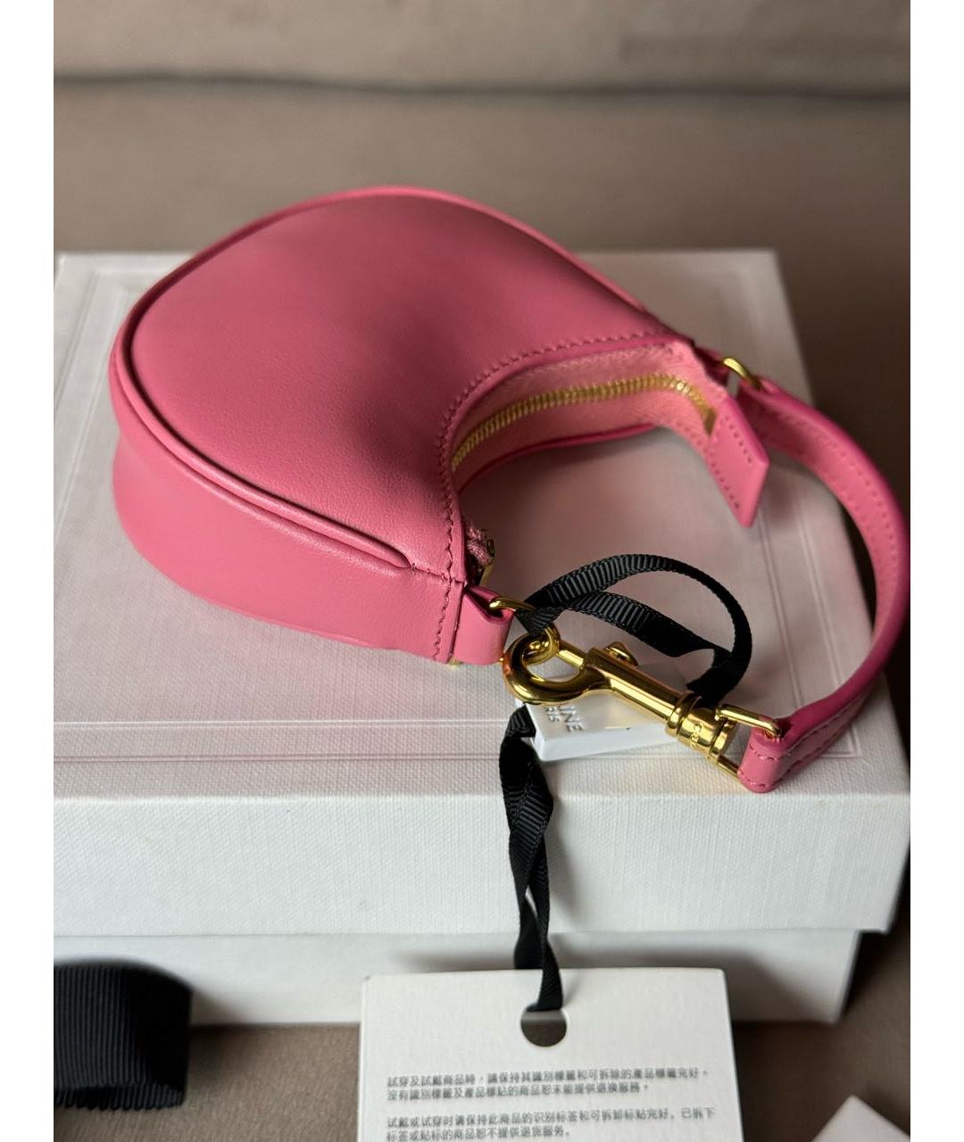 CELINE Розовая кожаная сумка с короткими ручками, фото 6