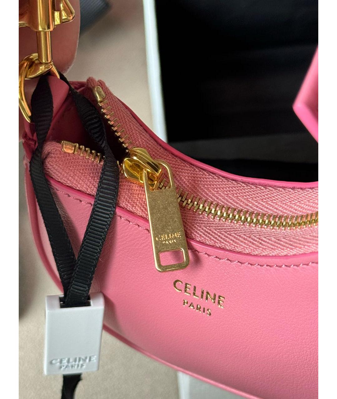 CELINE PRE-OWNED Розовая кожаная сумка с короткими ручками, фото 8