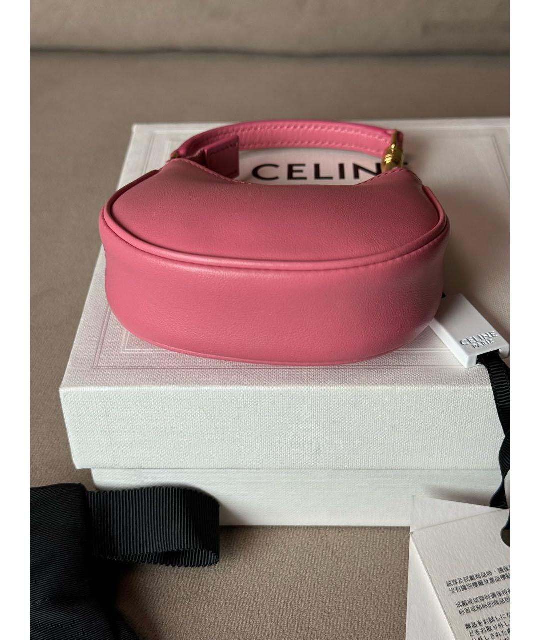 CELINE Розовая кожаная сумка с короткими ручками, фото 5