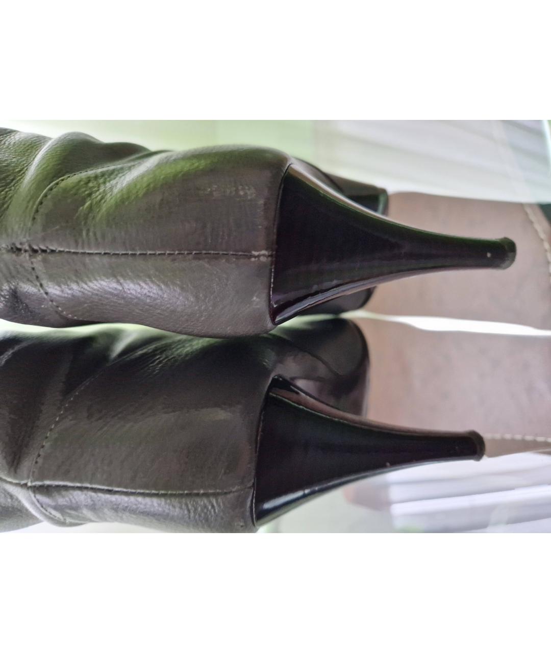 CHANEL PRE-OWNED Антрацитовые кожаные сапоги, фото 4
