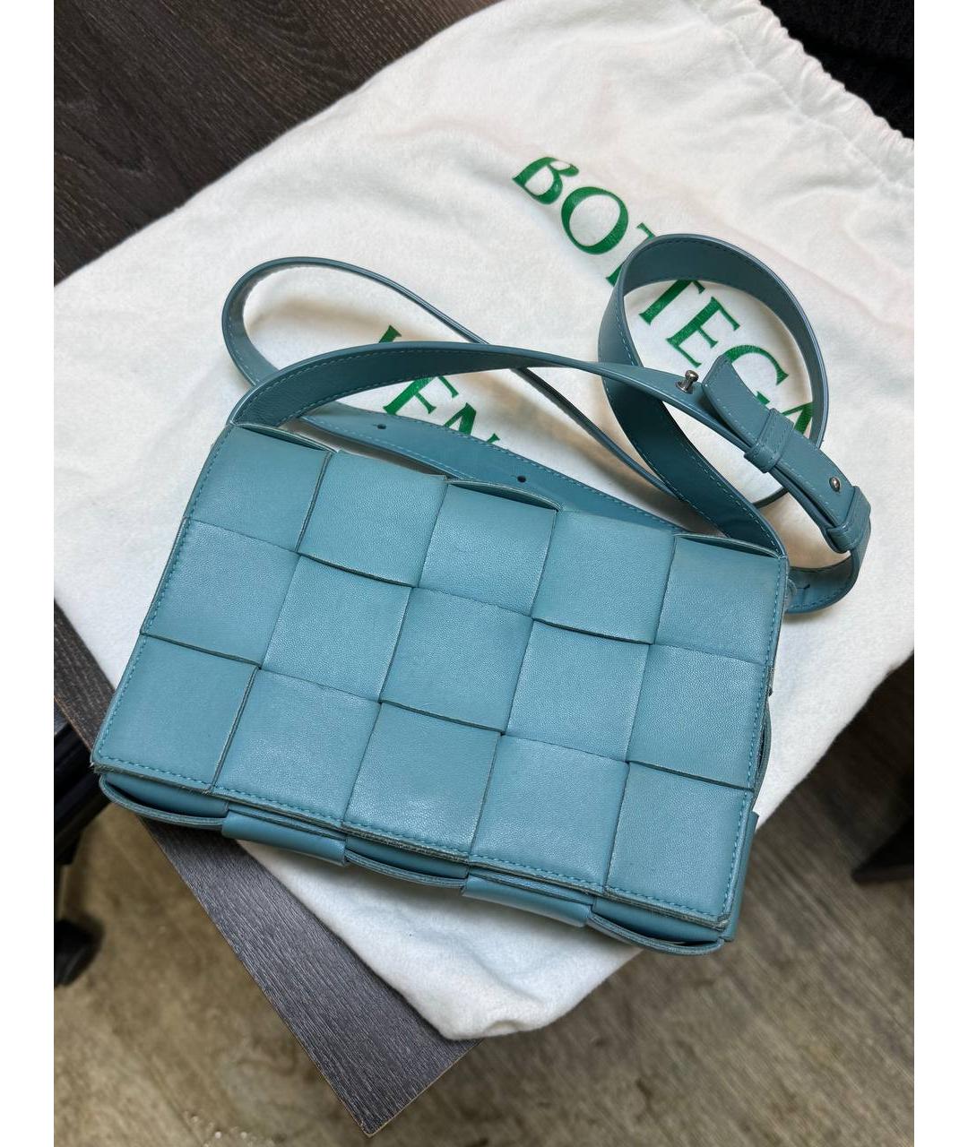 BOTTEGA VENETA Голубая кожаная сумка через плечо, фото 6